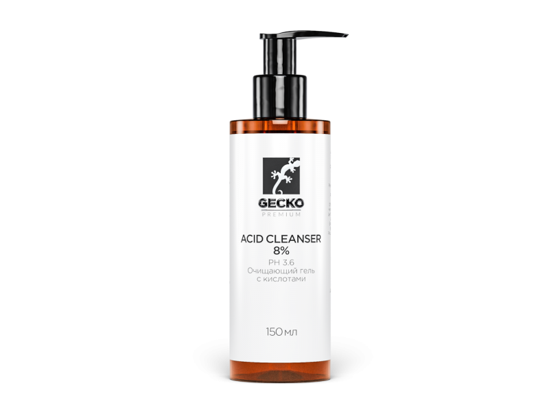 Gecko очищающий гель с кислотами Acid Cleanser 8%. Ph 3.6